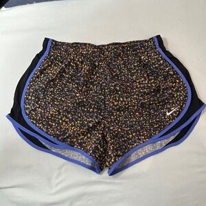 Nike Dri-FIT Womens Running Shorts Large Black Multi Color Splatter Print L